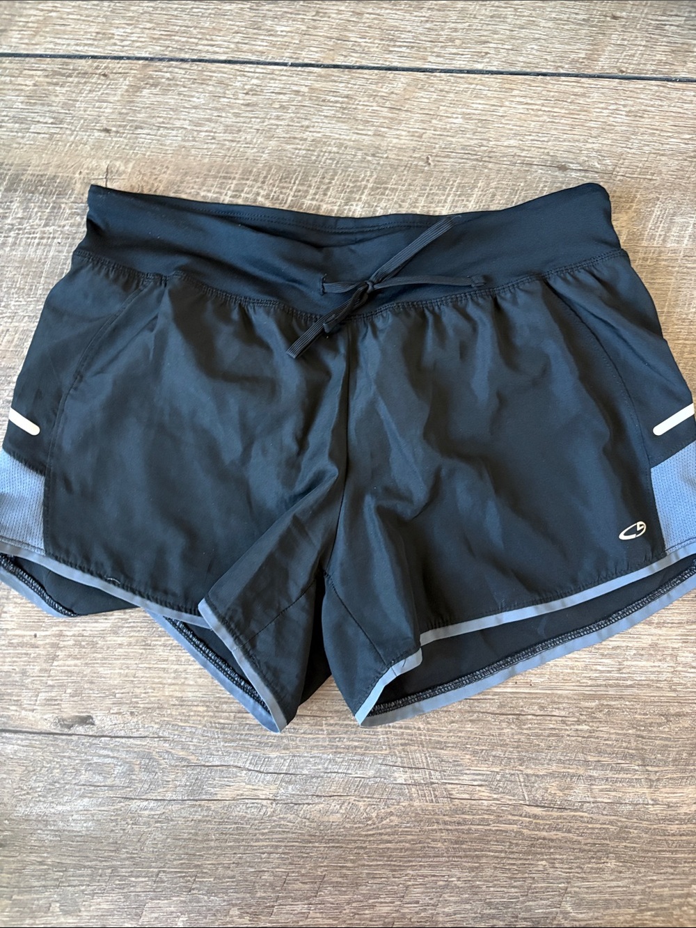 Champion Black Athletic Shorts with Gray Trim